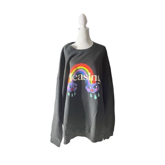 Pleasing Women's Black Rainbow Crewneck Pullover Sweatshirt Size 5XL - Picture 1 of 4
